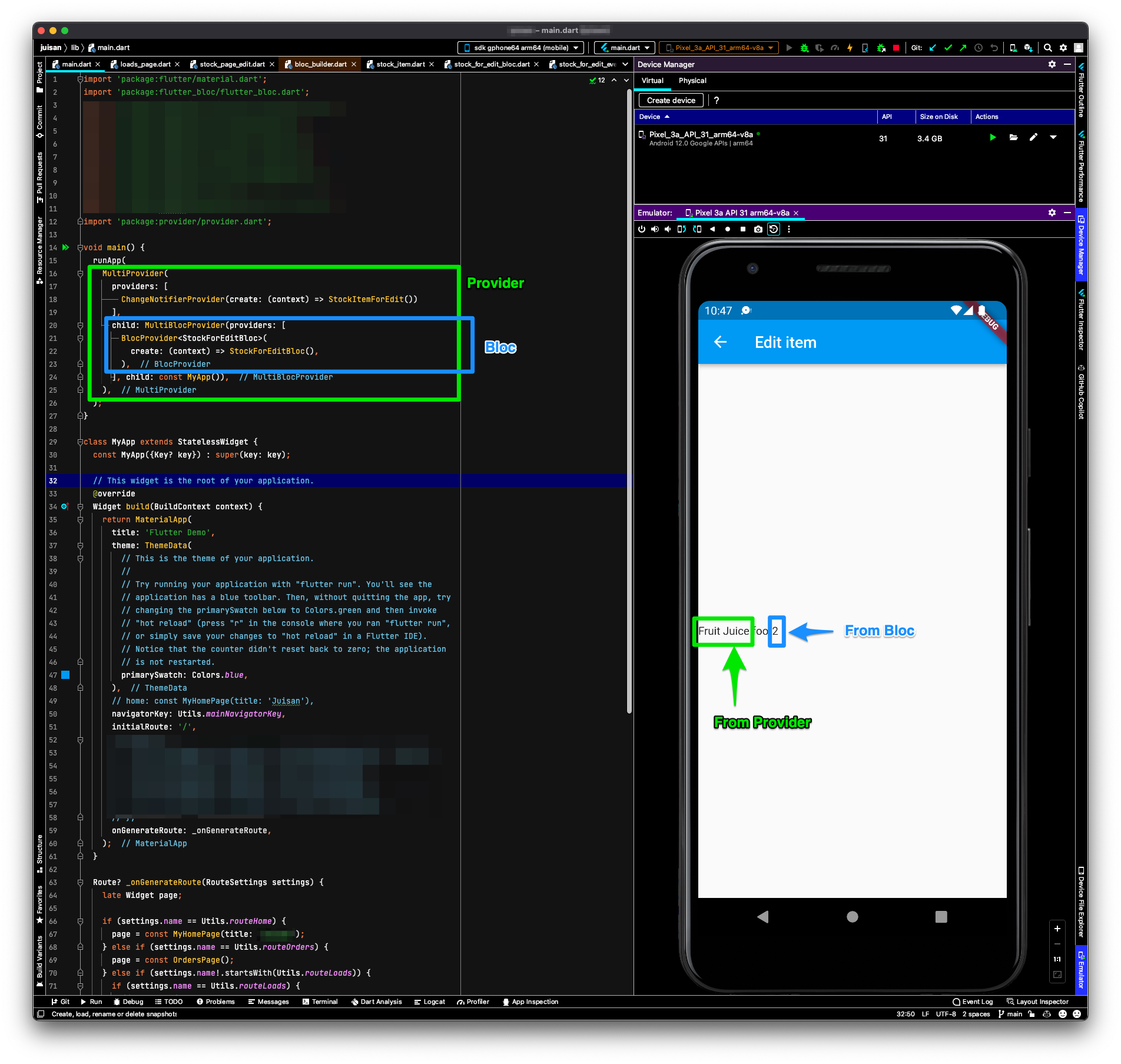 alt Demo app on Flutter using Provider and Bloc state management