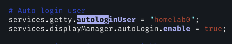 Setting up autologin for the user