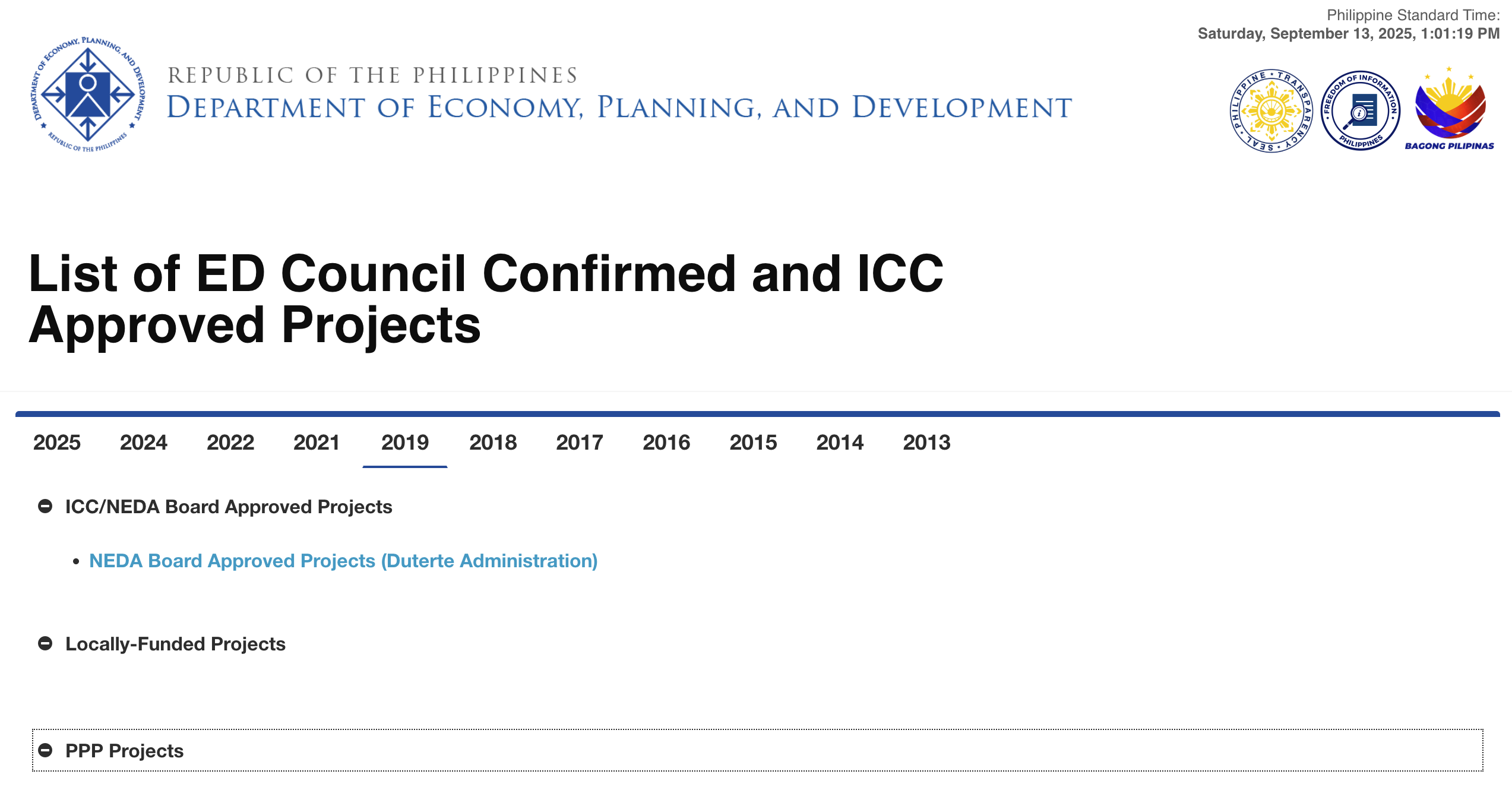 alt List of ED Council Confirmed and ICC Approved Projects