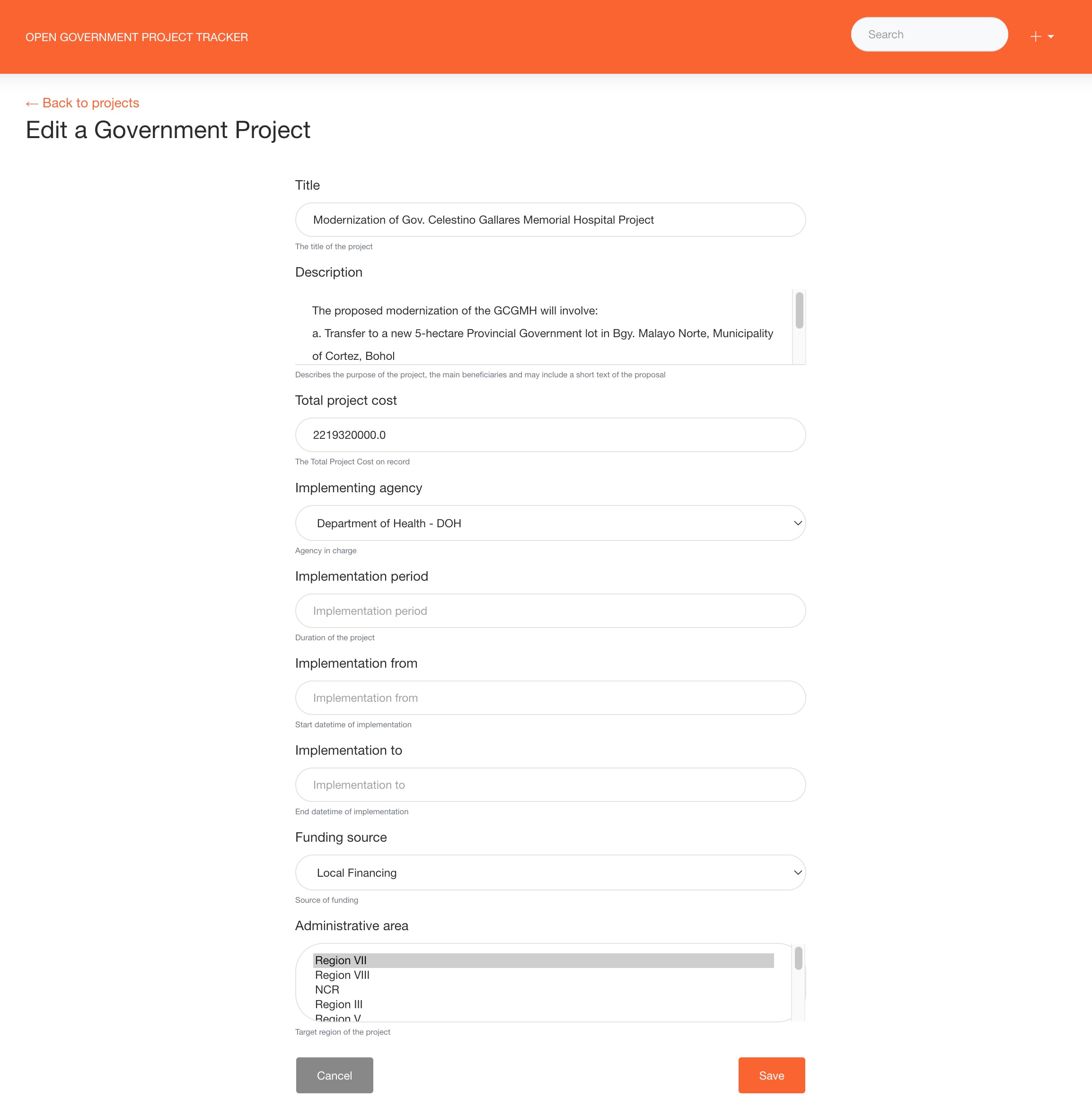 alt Edit project details