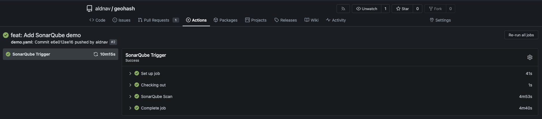 Gitea SonarQube Actions Job Details