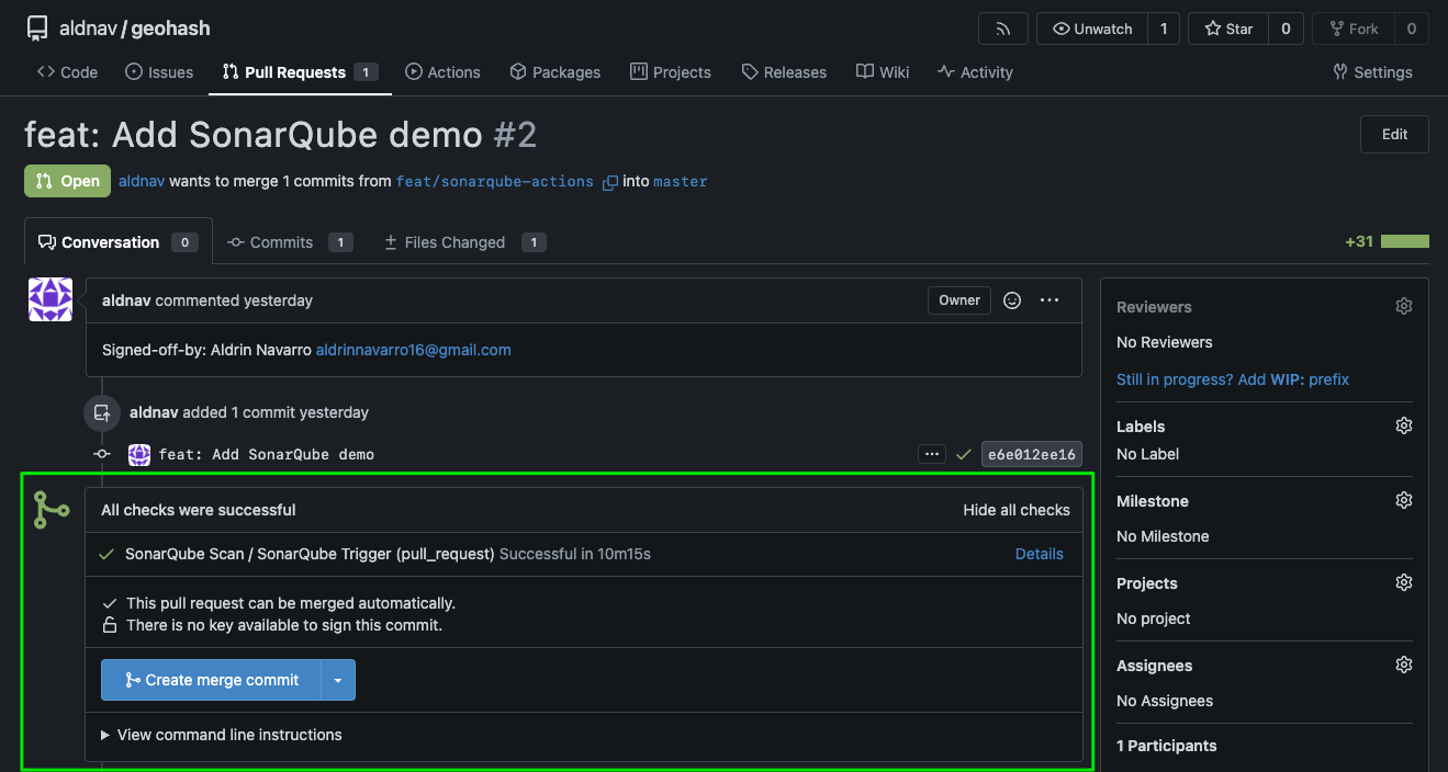 Gitea SonarQube Actions Workflow Run