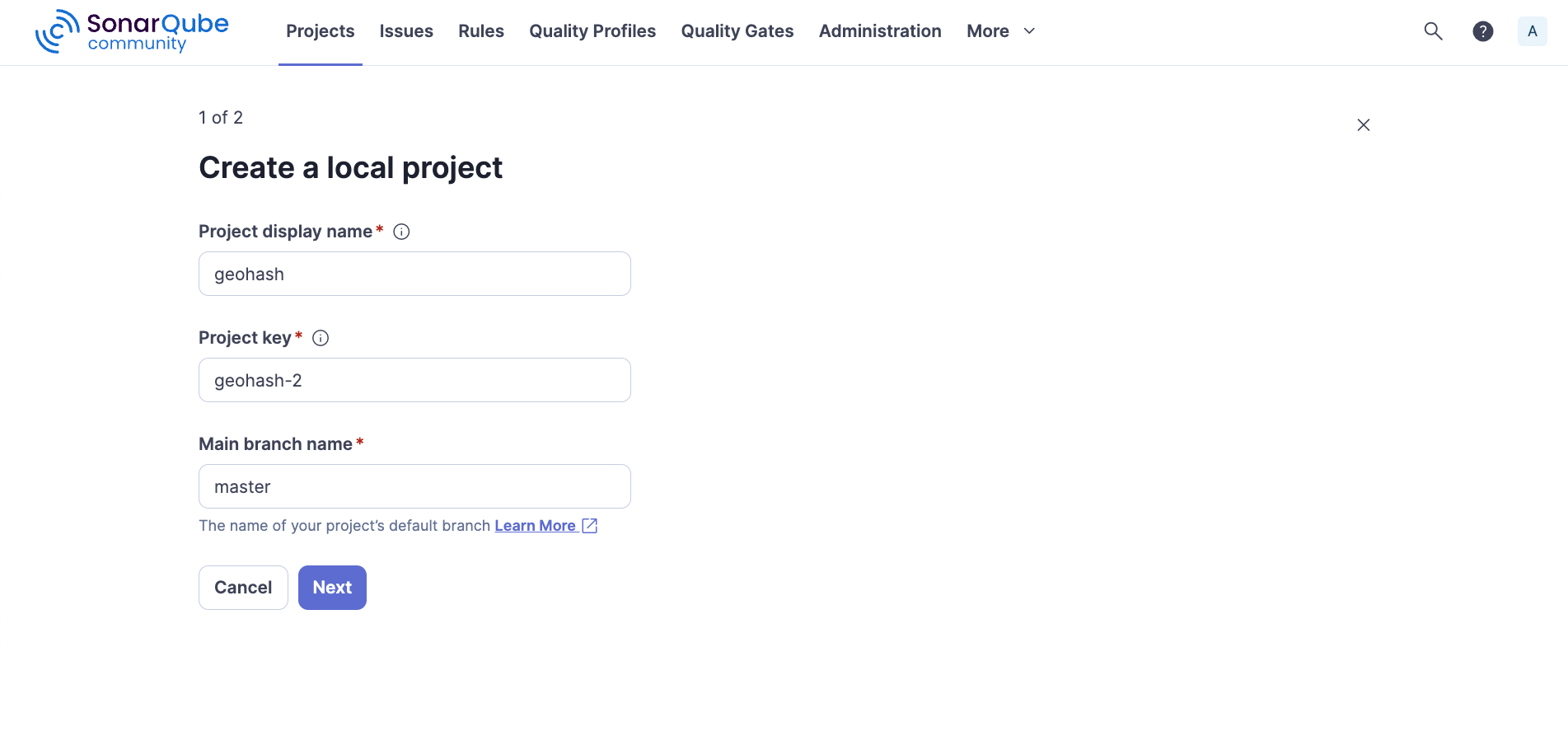 SonarQube basic project details